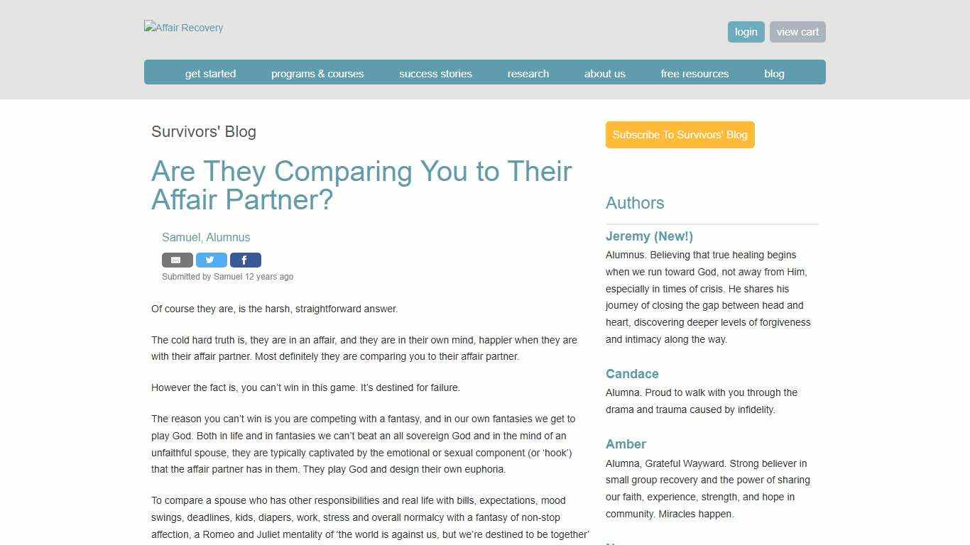 Are They Comparing You to Their Affair Partner? Affair Recovery