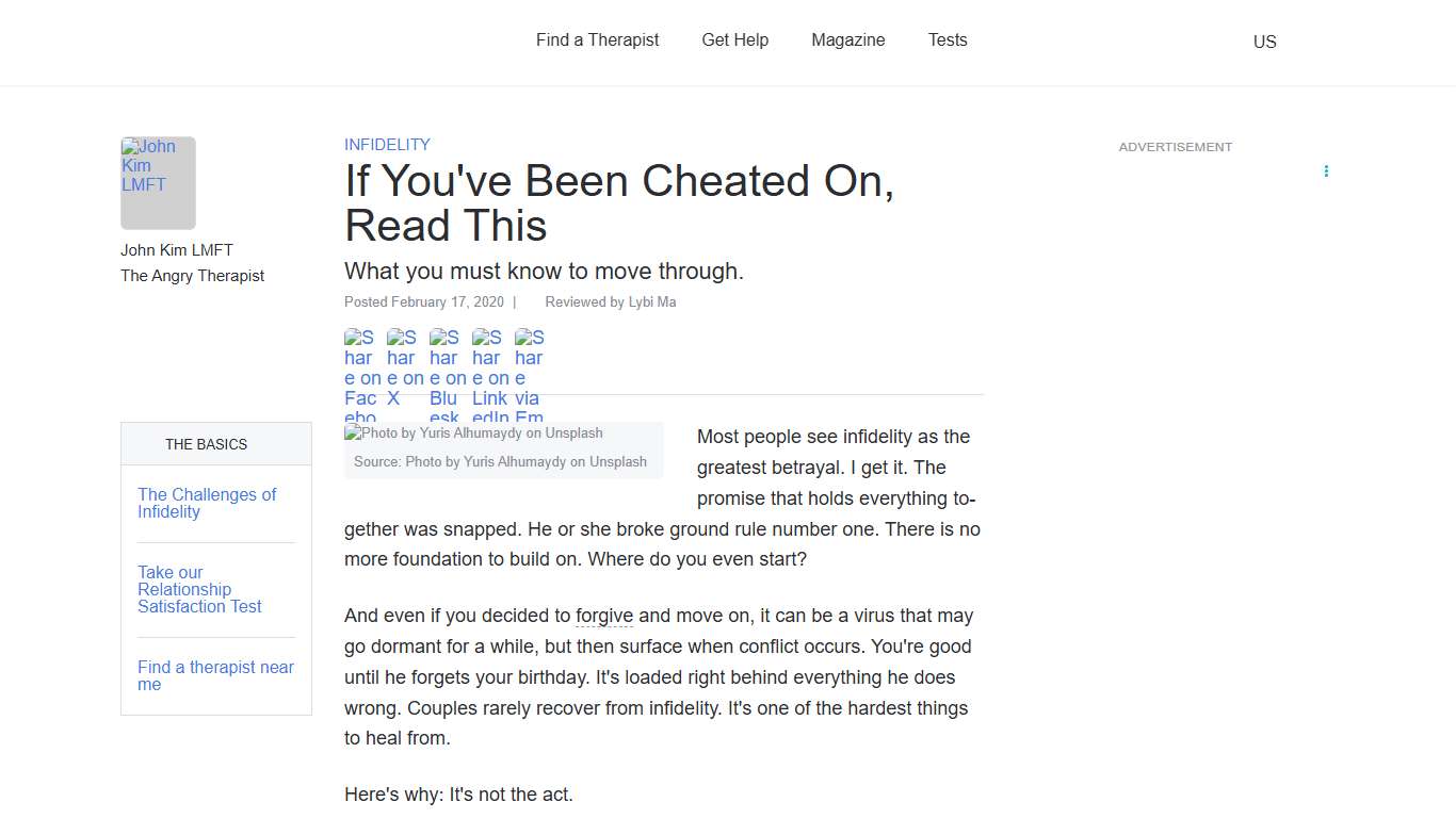 If You've Been Cheated On, Read This Psychology Today